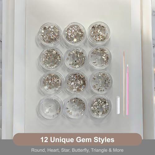 Kit de Joyas para Dientes YAFIYGI de 480 Piezas con Cristales y Diamantes, Gemas para Dientes Plateadas, Diseños de Estrellas y Adornos (Sin - imagen 7