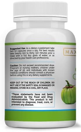 Suplemento de Garcinia Cambogia 100% Pura Maximum Slim - Extracto de HCA - Fórmula de Apoyo para Peso para Hombres y Mujeres - 60 Cápsulas, Sin OGM, - imagen 5
