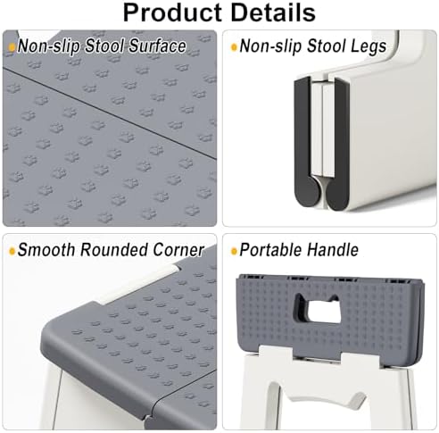 Taburete de Ducha Plegable para Afeitar Piernas, Asiento Pequeño y Colapsable para Baño, Banco Impermeable de 13 de Altura, Ideal para Viajes y - imagen 7