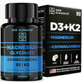 Glicinato de Magnesio 1500mg con Ashwagandha 300mg + Vitamina D3 10,000 UI y K2 (MK-7) 200mcg – Alivio del Estrés, Ánimo Tranquilo y Soporte Óseo – - imagen 1