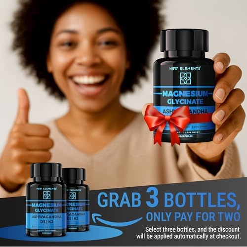 Glicinato de Magnesio 1500mg con Ashwagandha 300mg + Vitamina D3 10,000 UI y K2 (MK-7) 200mcg – Alivio del Estrés, Ánimo Tranquilo y Soporte Óseo – - imagen 2