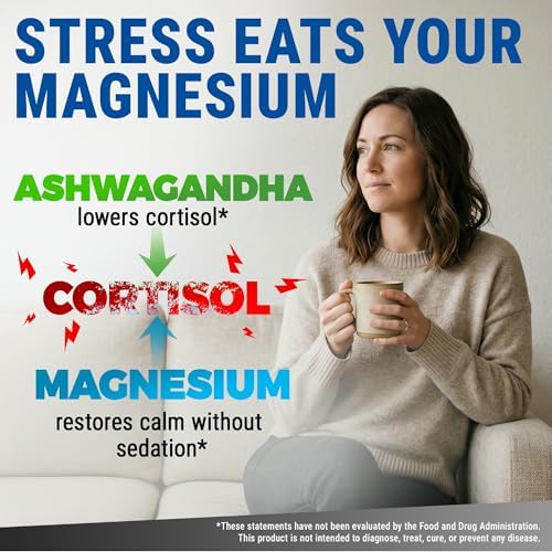 Glicinato de Magnesio 1500mg con Ashwagandha 300mg + Vitamina D3 10,000 UI y K2 (MK-7) 200mcg – Alivio del Estrés, Ánimo Tranquilo y Soporte Óseo – - imagen 4