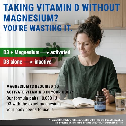 Glicinato de Magnesio 1500mg con Ashwagandha 300mg + Vitamina D3 10,000 UI y K2 (MK-7) 200mcg – Alivio del Estrés, Ánimo Tranquilo y Soporte Óseo – - imagen 6