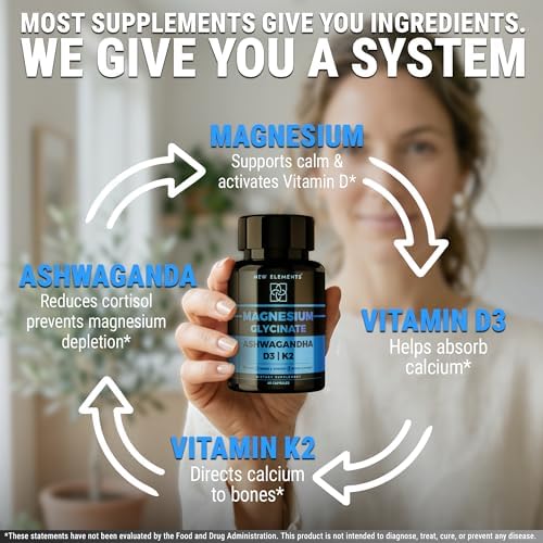 Glicinato de Magnesio 1500mg con Ashwagandha 300mg + Vitamina D3 10,000 UI y K2 (MK-7) 200mcg – Alivio del Estrés, Ánimo Tranquilo y Soporte Óseo – - imagen 7