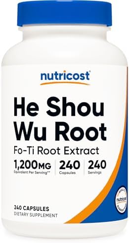 Suplemento de Raíz He Shou Wu Nutricost 240 Cápsulas - Extracto de Fo-Ti, Vegano, Sin OGM, Sin Gluten, 240 Porciones - imagen 1