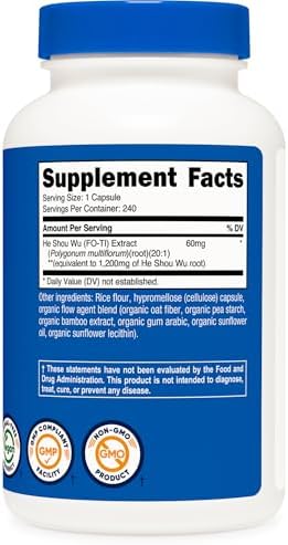 Suplemento de Raíz He Shou Wu Nutricost 240 Cápsulas - Extracto de Fo-Ti, Vegano, Sin OGM, Sin Gluten, 240 Porciones - imagen 5