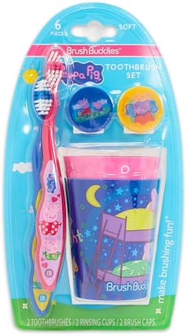 Kit de Viaje de Cepillo de Dientes y Vaso Peppa Pig para Niños - Incluye 2 Cepillos, 2 Vasos, 2 Cubiertas, Stickers y Más para Niñas y Pequeños | Set - imagen 4