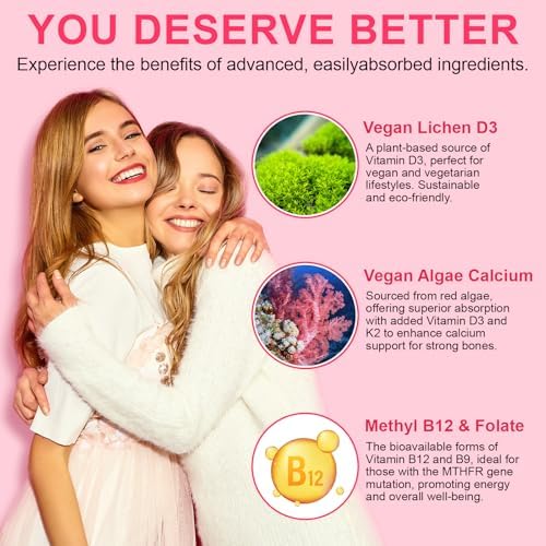 Multivitaminas Vceeoy para Mujeres, Gominolas con Minerales, Biotina + Zinc + Vitaminas B6, B12, C, D y E, Sabor Natural a Fresa, Sin Azúcar, 60 - imagen 8