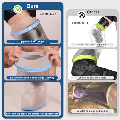 Cubiertas Impermeables para Yeso Sleek Ideas | Protección para Ducha Después de Cirugía | Botas Antideslizantes para Heridas en Pie y Pierna - imagen 3