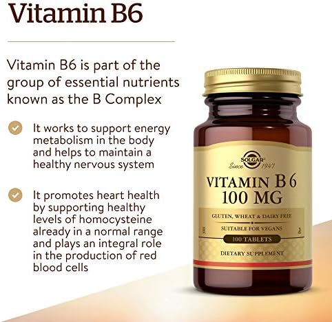 Vitamina B-6 100mg Solgar 100 Tabletas - imagen 3