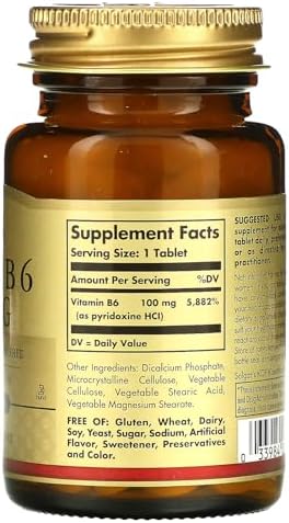 Vitamina B-6 100mg Solgar 100 Tabletas - imagen 4