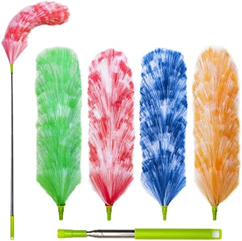 Paquete de 4 Plumero Electroestático Lavable, Varilla Extensible de 25 a 55, Plumero para Limpiar, Plumero de Plumas Electroestático - imagen 1