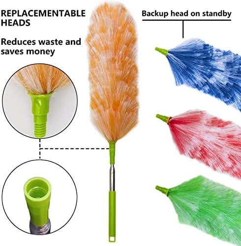 Paquete de 4 Plumero Electroestático Lavable, Varilla Extensible de 25 a 55, Plumero para Limpiar, Plumero de Plumas Electroestático - imagen 2