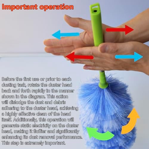 Paquete de 4 Plumero Electroestático Lavable, Varilla Extensible de 25 a 55, Plumero para Limpiar, Plumero de Plumas Electroestático - imagen 3