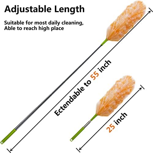 Paquete de 4 Plumero Electroestático Lavable, Varilla Extensible de 25 a 55, Plumero para Limpiar, Plumero de Plumas Electroestático - imagen 4