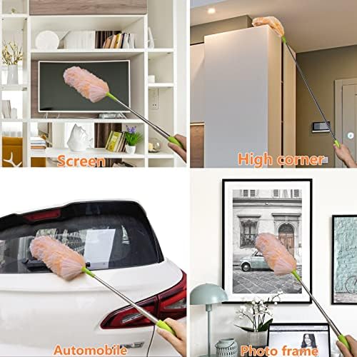 Paquete de 4 Plumero Electroestático Lavable, Varilla Extensible de 25 a 55, Plumero para Limpiar, Plumero de Plumas Electroestático - imagen 7