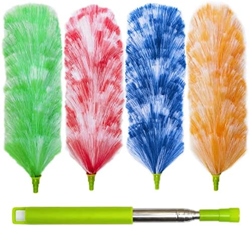 Paquete de 4 Plumero Electroestático Lavable, Varilla Extensible de 25 a 55, Plumero para Limpiar, Plumero de Plumas Electroestático - imagen 8