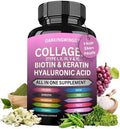 Píldoras de Colágeno Múltiple con Péptidos Tipos I, II, III, V & X, Biotina, Queratina, Ácido Hialurónico, MSM, Vitamina C, Zinc, Magnesio y Extracto - imagen 1