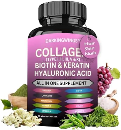 Píldoras de Colágeno Múltiple con Péptidos Tipos I, II, III, V & X, Biotina, Queratina, Ácido Hialurónico, MSM, Vitamina C, Zinc, Magnesio y Extracto - imagen 1