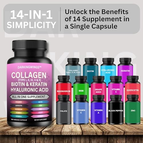 Píldoras de Colágeno Múltiple con Péptidos Tipos I, II, III, V & X, Biotina, Queratina, Ácido Hialurónico, MSM, Vitamina C, Zinc, Magnesio y Extracto - imagen 4