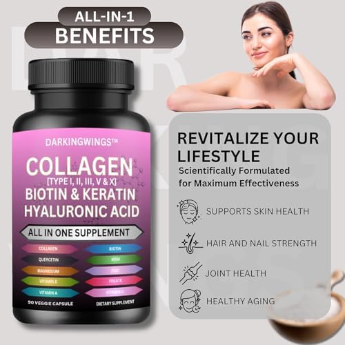 Píldoras de Colágeno Múltiple con Péptidos Tipos I, II, III, V & X, Biotina, Queratina, Ácido Hialurónico, MSM, Vitamina C, Zinc, Magnesio y Extracto - imagen 5
