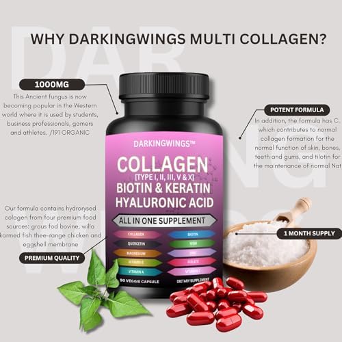 Píldoras de Colágeno Múltiple con Péptidos Tipos I, II, III, V & X, Biotina, Queratina, Ácido Hialurónico, MSM, Vitamina C, Zinc, Magnesio y Extracto - imagen 6