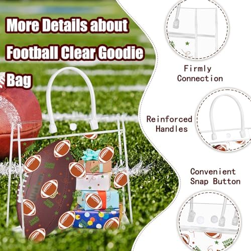 16 Piezas de Bolsas de Regalo de Fútbol HYMENEX, Bolsas Transparentes de PVC con Asas para Decoraciones de Fiesta del Super Bowl y Cumpleaños de - imagen 3
