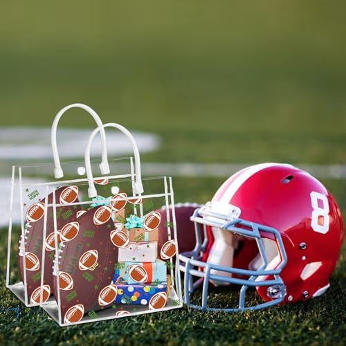 16 Piezas de Bolsas de Regalo de Fútbol HYMENEX, Bolsas Transparentes de PVC con Asas para Decoraciones de Fiesta del Super Bowl y Cumpleaños de - imagen 6