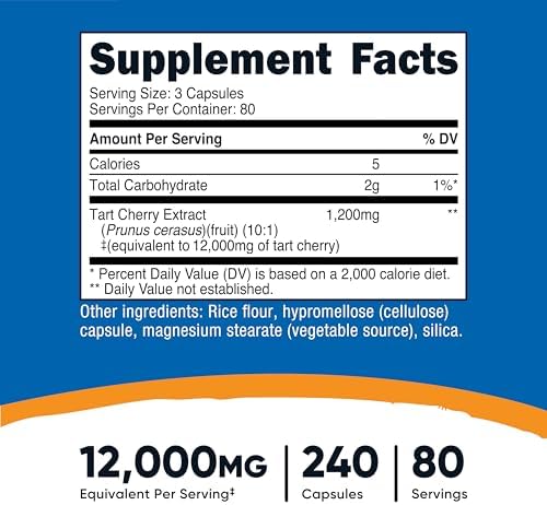 Extracto de Cereza Ácida Nutricost 240 Cápsulas - 80 Porciones por Botella - Vegano, Sin OGM, Sin Gluten - imagen 2