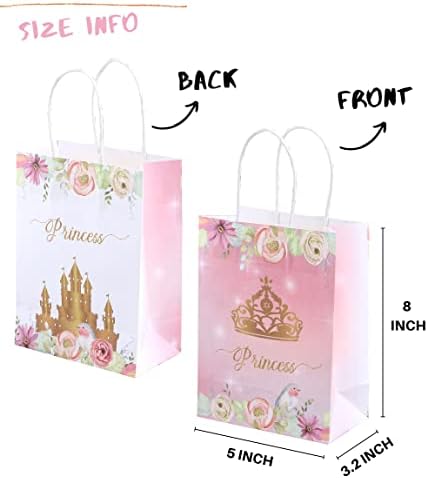 Bolsas de Regalo Winoo Design para Princesas con Asas - 16 Piezas - Bolsas de Papel para Decoración de Fiesta de Princesa y Cumpleaños - imagen 2
