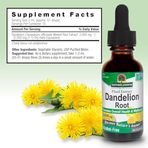 Extracto de raíz de diente de león 2000mg 1oz sin alcohol de Nature's Answer - imagen 3