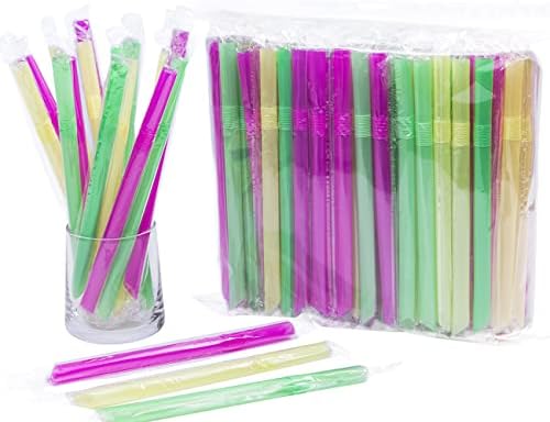 100 Paquetes de Popotes de Plástico Desechables Envuelto Individualmente 0.43in Ancho Grande Flexibles para Bebidas Espesas, Sopas o Batidos - imagen 1