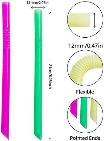 100 Paquetes de Popotes de Plástico Desechables Envuelto Individualmente 0.43in Ancho Grande Flexibles para Bebidas Espesas, Sopas o Batidos - imagen 2