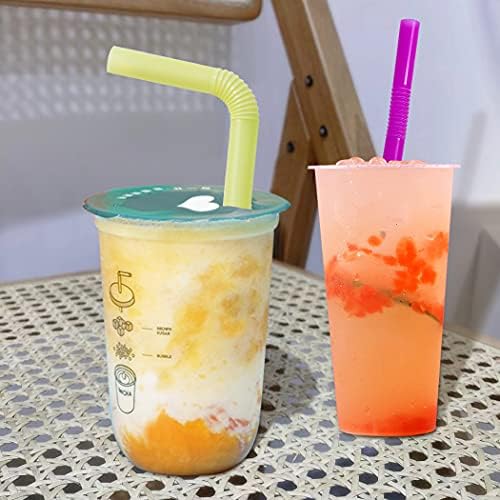 100 Paquetes de Popotes de Plástico Desechables Envuelto Individualmente 0.43in Ancho Grande Flexibles para Bebidas Espesas, Sopas o Batidos - imagen 4