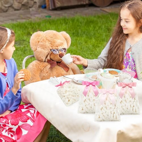 Bolsa de Celofán Transparente JarThenaAMCS de 50 Piezas con Lazos de Satén Rosa, Bolsas para Dulces y Sorprendentes para Bodas y Fiestas - imagen 7