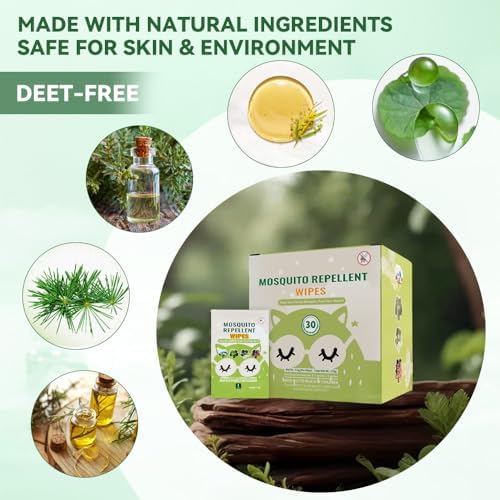 Toallitas Repelentes de Mosquitos 30 Piezas, Envase Individual, Hechas con Aceites Esenciales Naturales, Protección Efectiva para Actividades al Aire - imagen 2