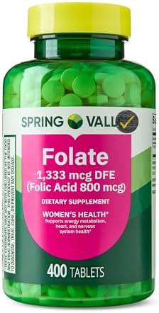 Suplemento Dietético de Folato 1,333 mcg DFE (Ácido Fólico 800 mcg) para la Salud de la Mujer, 400 Tabletas + Sticker de Calidad - imagen 1