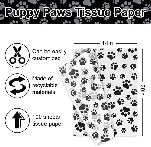 Papel de Regalo Whaline de 100 Hojas con Huellas de Patas de Perro, 14 x 20 Pulgadas, Ideal para Fiestas y Manualidades de Mascotas - imagen 2