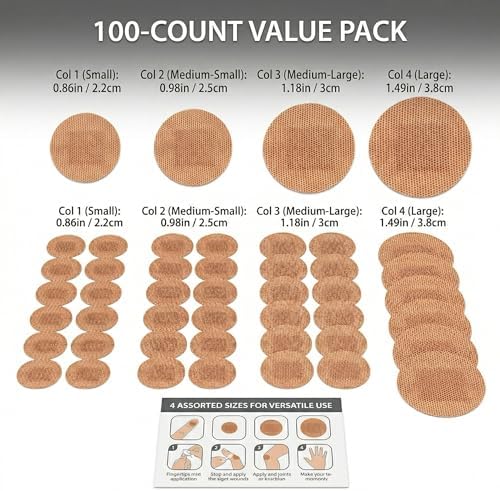 100 Piezas de Curitas Redondas Pequeñas para la Cara, 4 Tamaños, Bandaids Circulares para Cuidado de Heridas y Ocultar Manchas de Piel - imagen 6