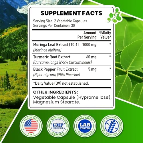 Cápsulas de Moringa 1000mg – Extracto de Hoja 10:1 de Alta Potencia – Apoyo a Energía, Sueño, Inmunidad y Salud Digestiva – Veganas, No Transgénicas - imagen 8
