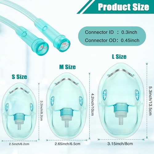 Mascarilla de Oxígeno Geiserailie 3 Piezas S/M/L para Adultos con Tubo de 2 Metros y Correa Elástica Ajustable - imagen 2