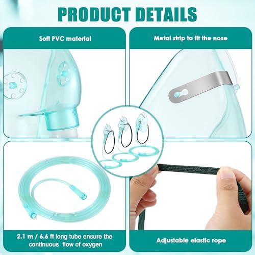 Mascarilla de Oxígeno Geiserailie 3 Piezas S/M/L para Adultos con Tubo de 2 Metros y Correa Elástica Ajustable - imagen 4
