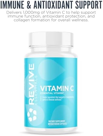 Cápsulas de Vitamina C Revive MD, 1000mg - Suplemento Dietético Potente para Inmunidad y Salud Antioxidante - Sin Rellenos y No GMO (200 Cápsulas - imagen 3