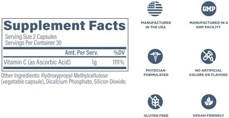 Cápsulas de Vitamina C Revive MD, 1000mg - Suplemento Dietético Potente para Inmunidad y Salud Antioxidante - Sin Rellenos y No GMO (200 Cápsulas - imagen 6