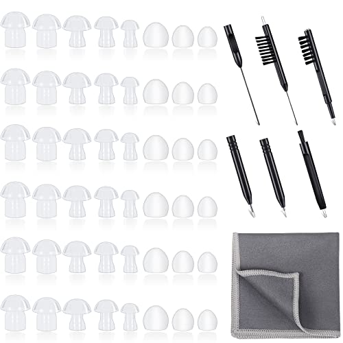 48 Piezas de Puntas para Audífonos, Domos Universales para Reemplazo, Accesorios para Amplificadores de Sonido BTE y 7 Herramientas de Limpieza con - imagen 1