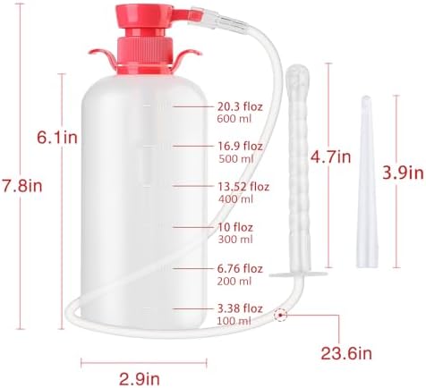 Botella de Ducha LIVE4COOL para Mujeres, Sistema de Limpieza Vaginal Reutilizable 600ml, Enema Vaginal con 4 Boquillas y Bolsa de Almacenamiento, No - imagen 2