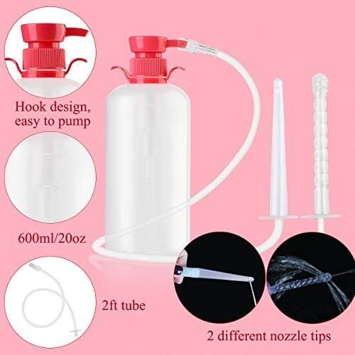 Botella de Ducha LIVE4COOL para Mujeres, Sistema de Limpieza Vaginal Reutilizable 600ml, Enema Vaginal con 4 Boquillas y Bolsa de Almacenamiento, No - imagen 4