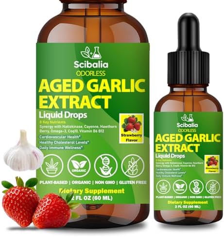 Extracto de Ajo Envejecido en Gotas, Suplemento Sin Olor con CoQ10, Cayena, Espino, Nattokinasa, Omega-3 y Vitaminas B6 y B12 para la Salud del - imagen 1