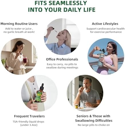 Extracto de Ajo Envejecido en Gotas, Suplemento Sin Olor con CoQ10, Cayena, Espino, Nattokinasa, Omega-3 y Vitaminas B6 y B12 para la Salud del - imagen 7