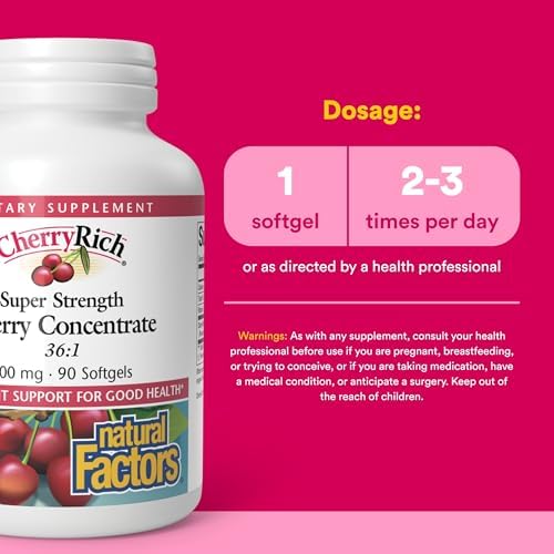 CherryRich de Natural Factors, Concentrado de Cereza de Super Fuerza, Soporte Antioxidante para Articulaciones Saludables y Metabolismo de Ácido - imagen 3